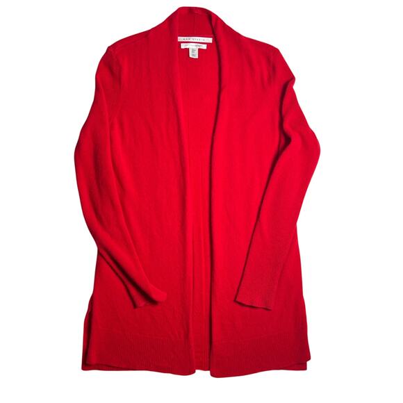 Max Studio Cardigan Sweater Size Small Red 100% 2-Ply Cashmere Open Front - Picture 1 of 8